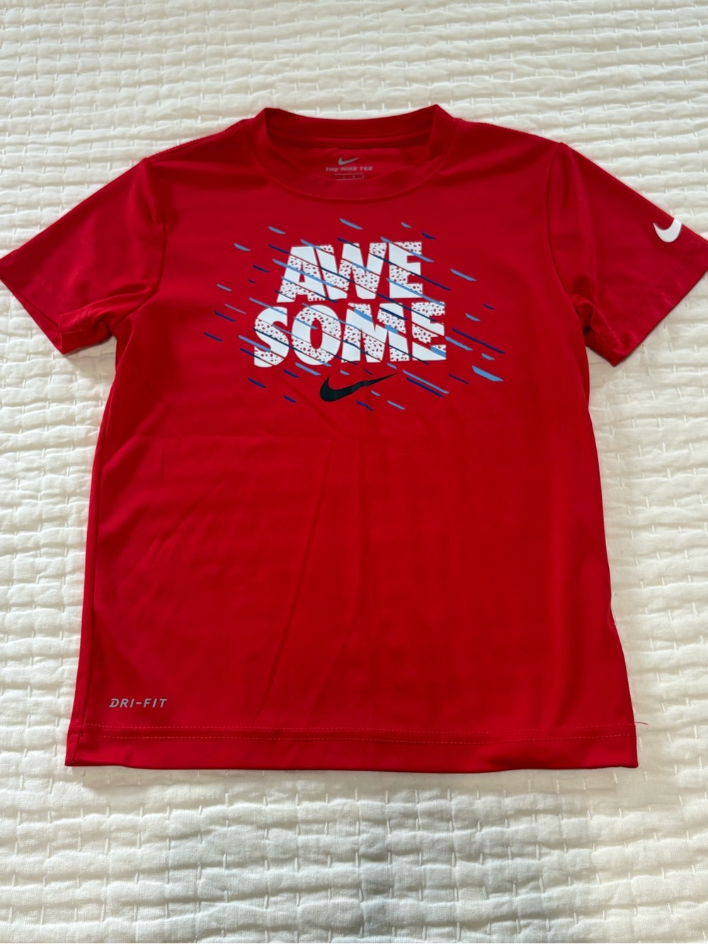 Nike Red Boys' 'AWESOME' Dri-FIT Short Sleeve Tee